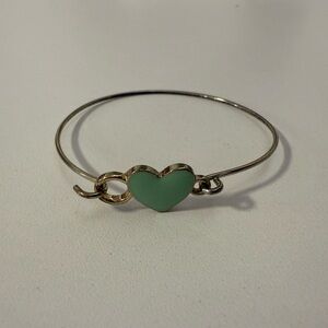 Silver Heart Bracelet with blue Accent